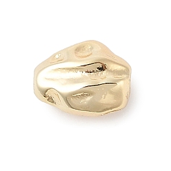 Настоящее золото 18K Самородки латунные бусины, реальный 18 k позолоченный, 8.5x6.5x6.5 мм, отверстие : 1.2 мм