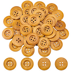 Перу 40шт деревянные пуговицы, 4-луночное, плоско-круглые, Перу, 50x5 мм, отверстие : 4 мм
