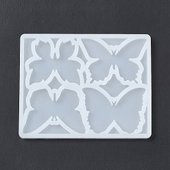 White DIY Butterfly Shape Ornament Silicone Molds, Resin Casting Molds, for UV Resin, Epoxy Resin Jewelry Making, White, 70x88x5mm, Inner Diameter: 31.5~32.5x34~43mm