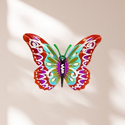 Малиновый Железные подвесные настенные украшения для украшения входной двери дома, бабочка, малиновый, 125x165 мм