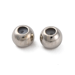 Платина Стойка для покрытия круглых латунных бусин, с силиконом внутри, долговечный, без свинца и без кадмия, платина, 3x2.5 мм, отверстие : 0.6 мм