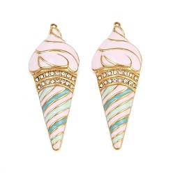 Pink 304 нержавеющей стальной эмали подвески, мороженое, реальный 18 k позолоченный, ионное покрытие (ip), розовые, 42x16x5 мм, отверстие : 1 мм