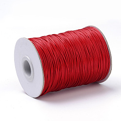 Red Braided Korean Waxed Polyester Cords, Red, 1mm, about 174.97 yards(160m)/roll