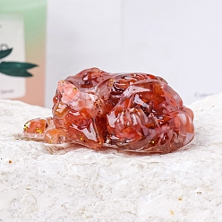 Красный Агат Украшение дисплея лисы из смолы, с натуральными сердоликами внутри для украшения стола в домашнем офисе, 60x40 мм