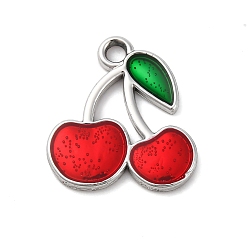 Красный Подвески из вишневого сплава, с эмалью, платина, красные, 19x18x1.5 мм, отверстие : 2 мм