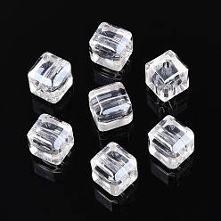 Прозрачный Прозрачные акриловые бусины, кубические, граненые, прозрачные, 11.5x11x11 мм, отверстие : 2 мм