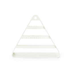 Blanc Floral Cadre d'affichage de bijoux en plastique triangle, boucles d'oreilles, , stockage de bracelets, floral blanc, 28.8x5.3x25.3 cm