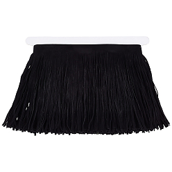 Черный 3м бархатная бахрома, Бахрома для шитья, поделки, украшение юбки, чёрные, 150~155x0.5 мм