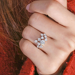 Кристалл Латунные горный хрусталь палец кольца, форма дыхания младенца, платина, кристалл, размер США 9 (18.9 мм)