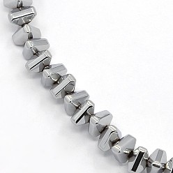 Silver Plated Grade A Electroplate Non-magnetic Synthetic Hematite Triangle Beads Strands, Silver Plated, 4x5x3mm, Hole: 1mm, about 140pcs/strand, 16.1 inch