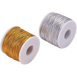 Gemischte Farbe Runde elastische Schnur, mit Polyester außen und Gummi innen, Gemischte Farbe, 2 mm, 50 m / Rolle, 2 Rollen / Satz