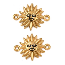 Черный 304 подвески-соединители из эмалированной нержавеющей стали, реальный 18 k позолоченный, ионное покрытие (ip), чёрные, 16.5x22x2.5 мм, отверстие : 1.5 мм