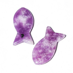 Лепидолит Подвески из натурального лепидолита/пурпурной слюды, рыбы прелести, 38x20 мм