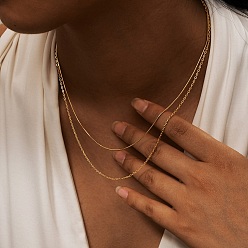 Золотой Двухслойные ожерелья из нержавеющей стали, колье в виде змеиной и кабельной цепочки для женщин, золотые, 14.96 дюйм (38 см)