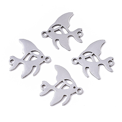 Stainless Steel Color Tarnish Resistant 201 Stainless Steel Links connectors, Laser Cut, Fish, Stainless Steel Color, 15.5x15x1mm, Hole: 1.4mm