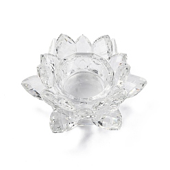 Прозрачный Подсвечники из натурального кварцевого кристалла в форме цветка, для домашнего украшения рабочего стола, прозрачные, 110x55 мм, внутренний диаметр: 40 мм
