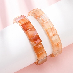 Красный Агат Браслеты из окрашенных и подвергнутых термической обработке натуральных граненых бусин из сердолика для женщин., прямоугольные, бусины : 13x11x5~5.5 мм, внутренний диаметр: 2.32 дюйм (5.9 см)