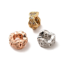 (52) Непрозрачная лаванда Реечное покрытие латунь микро паве кубический цирконий распорные бусины, долговечный, без свинца и без кадмия, бантом, разноцветные, 6x3.5 мм, отверстие : 3 мм