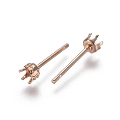 Розовое Золото 304 Выводы серьги из нержавеющей стали шпилька, настройки зубчатой серьги, розовое золото , лоток : 2 мм, 13 мм, штифты : 0.7 мм