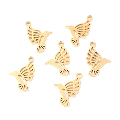 Золотой 304 подвески из нержавеющей стали, лазерная резка, колибри, золотые, 15x9.5x1.1 мм, отверстие : 1.4 мм