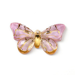 Pearl Pink Translucent Resin Pendants, Butterfly, Pearl Pink, 18x31.5x4mm, Hole: 1.2mm