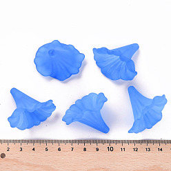 Blue Transparent Acrylic Beads, Calla Lily, Frosted, Blue, 40.5x33x35mm, Hole: 1.8mm, about 135pcs/500g