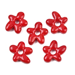 Красный Бусины лэмпворк , цветок, красные, 18x17x4 мм, отверстие : 3.7 мм
