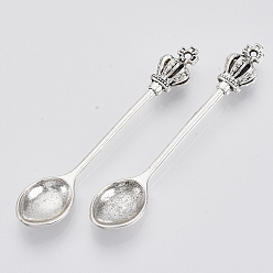 Античное Серебро Тибетский сплав стиля большие кулоны, без кадмия и без свинца, ложка, античное серебро, 59.5x11.5x7 мм, отверстие : 1.2 мм.