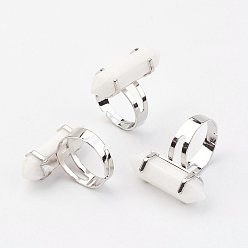 Белый Нефрит Натуральный белый нефрит палец кольца, с обнаружением железного кольца, платина, пуля, Размер 8, 18 мм