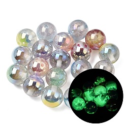 Couleur Mélangete Perles lumineuses en résine et poudre pailletée réactives aux UV, perles changeant de couleur, ronde, brillent dans le noir, couleur mixte, 16mm, Trou: 2.5mm