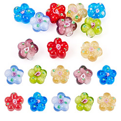 Colorido 10 piezas de cuentas de Murano hechas a mano, desigual, flor, colorido, 13.5~14x14.5~15x7~8 mm, agujero: 1.4 mm