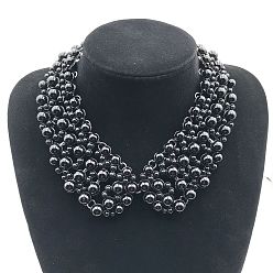 Черный Ожерелья-чокеры из пластика и искусственного жемчуга с круглыми бусинами, чёрные, 15.75 дюйм (40 см)