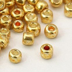 пшеница Бисер из стекла , окрашенных цветов, круглые, цвет пшеницы, Размер : диаметром около 4 мм , отверстие: 1.5 мм