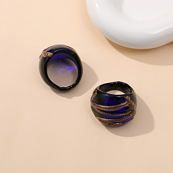 Синий Стеклянные кольца для женщин, синие, внутренний диаметр: 18 мм