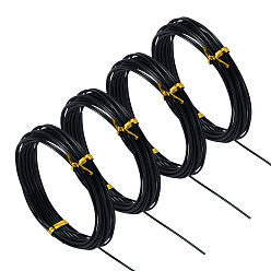 Black 4 Rolls Round Aluminum Wire, Bendable Metal Craft Wire, for DIY Arts and Craft Projects, Black, 15 Gauge, 1.5mm, 5m/roll(16.4 Feet/roll)