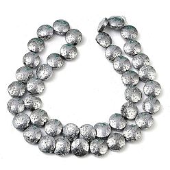 с Платиновым Покрытием Гальванические бусины из натуральной лавы, плоско-круглые, с покрытием платиным, 10x4.5 мм, отверстие : 1.2 мм, около 40~41 шт / нитка, 15.43''~15.75'' (39.2~40 см)