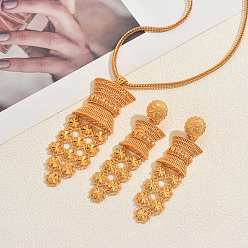 Золотой Комплекты из винтажных сплавов с полыми цветами и кисточками для женщин, золотые, ожерелья: 16.14 дюйм (41 см)