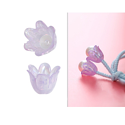 Лиловый Акриловый шарик крышки, цветок, сирень, 8.5x11 мм, отверстие : 1.3 мм, 100 шт / комплект