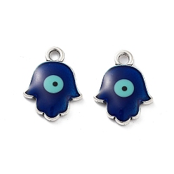 Синий Подвески из эмали и сплава, рука хамса с оберегом от сглаза, без кадмия, без никеля и без свинца, античное серебро, синие, 16.5x12.5x3 мм, отверстие : 2 мм