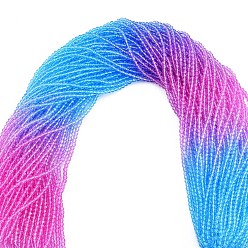 Violet Transparent Glass Beads Strands, Segmented Multi-color Beads, Faceted Round, Violet, 3mm, Hole: 0.7mm, about 136~139pcs/strand, 14.53 inch~14.84 inch(36.9~37.7cm)