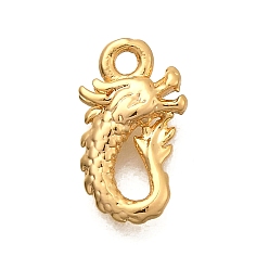 Настоящее золото 18K Латунь прелести, дракон, долговечный, без никеля , реальный 18 k позолоченный, 11.5x7.5x2.5 мм, отверстие : 1.2 мм