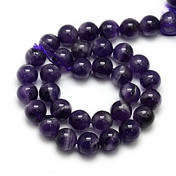 Amethyst Natural Amethyst Round Bead Strands, Grade AB, 12mm, Hole: 1mm, about 33pcs/strand, 15.74 inch