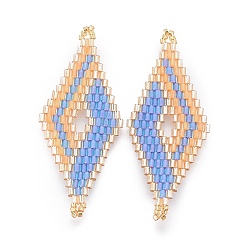 Легкий Лосось Японский бисер miyuki & toho ручной работы ссылки, Ткацкий станок, ромб, светлый померанцевый, 47.7~49x19.8~20x1.7~1.8 мм, отверстие : 1.2~1.4 мм