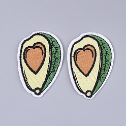 Colorful Computerized Embroidery Cloth Iron on/Sew on Patches, Appliques, Costume Accessories, Fruit/Avocado, Colorful, 41x63x1.5mm
