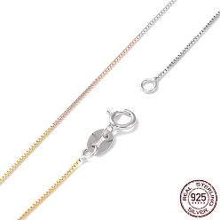 Multi-color 925 Sterling Silver Chain Necklaces for Women, with Spring Clasp, Multi-color, 17-3/4 inch(45cm)