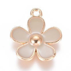 Светло-серый Подвески из сплава , с эмалью, цветок, золотой свет, светло-серый, 21x18x3 мм, отверстие : 1.8 мм