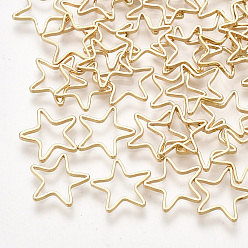 Real 18K Gold Plated Brass Linking Rings, Cadmium Free & Nickel Free & Lead Free, Star, Real 18K Gold Plated, 10~10.5x10~11x1mm