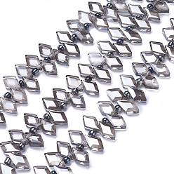 Coconut Brown Electroplate Glass Beads Strands, Rhombus, Coconut Brown, 8x13x4.7mm, Hole: 0.8mm, about 40pcs/strand, 8.11 inch~9.4 inch(20.6~23.9cm)