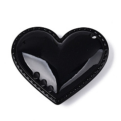 Черный Непрозрачные акриловые подвески, сердце, чёрные, 47x54x13.5 мм, Отверстие : 3 мм & 2~3 мм
