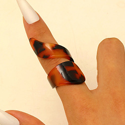 Шоколадный Акриловые открытые кольца-манжеты для женщин, самородки с леопардовым принтом, цвет шоколада, 17 мм